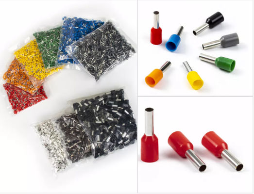 गुणवत्ता  Copper Brass E1018 Pre Insulated Crimping Terminal Ferrule AWG 18 Wire Connector कारखाना